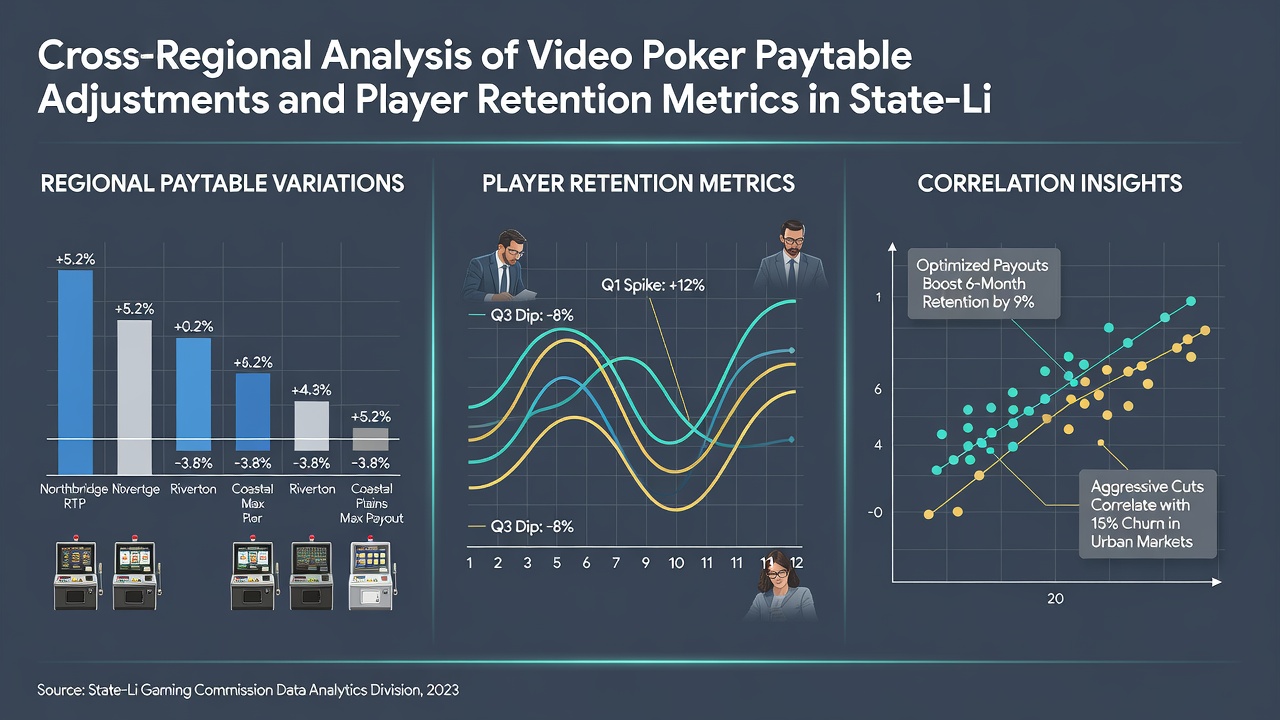 Graph displaying retention metrics alongside paytable adjustment timelines in multiple state jurisdictions