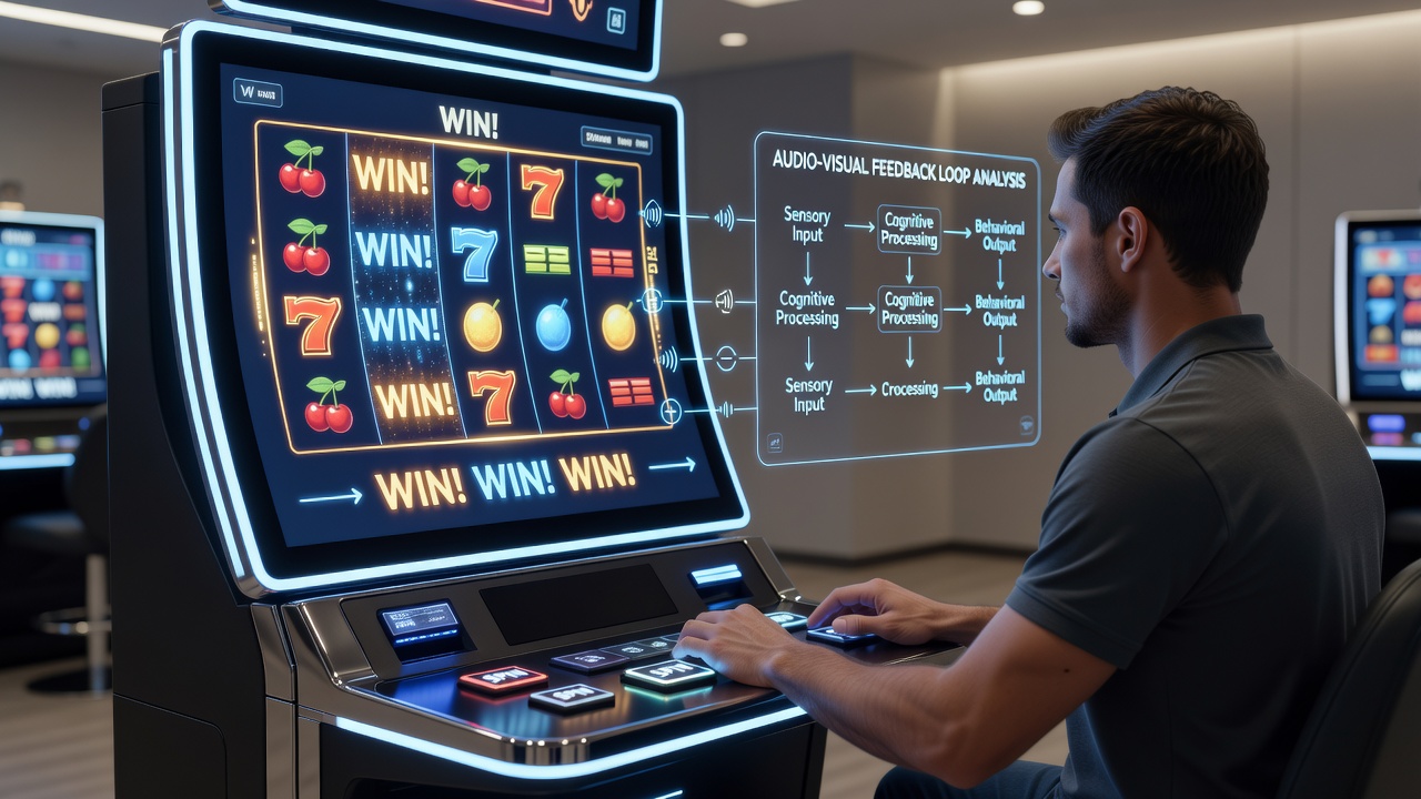 Close-up view of a slot machine screen displaying bonus round animations and credit meter increases