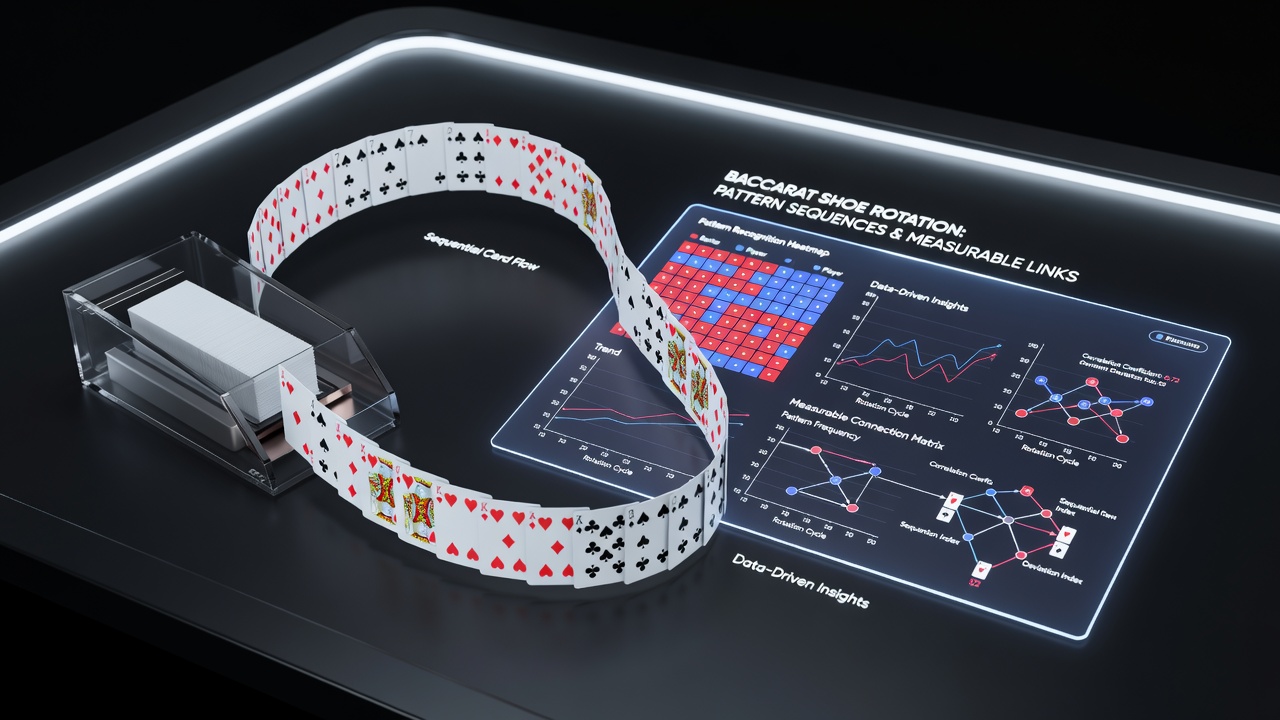 Detailed view of baccarat shoe rotation and card sequence monitoring in a regulated hall