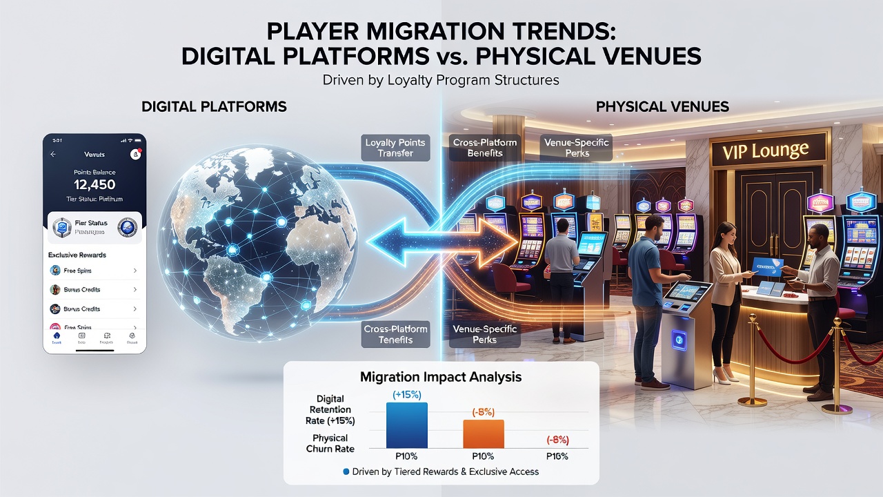 Infographic displaying loyalty program tiers and their impact on player venue choices