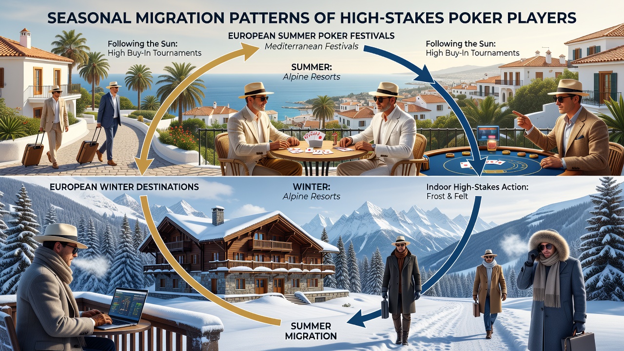 Caribbean poker tournament tables during winter high-stakes circuit