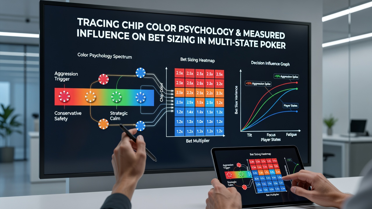 Close-up view of poker players arranging multicolored chip stacks during a cash game session
